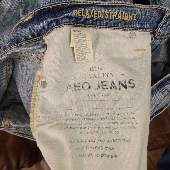 American Eagle Relaxed Straight Jeans Size 32x30 Men's Blue Denim - Picture 10 of 12